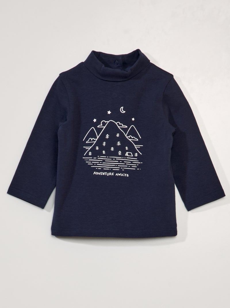 Camiseta de punto con cuello alto AZUL - Kiabi