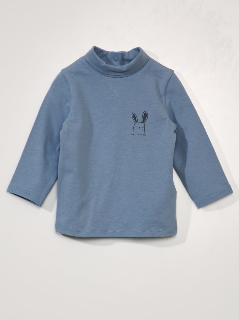 Camiseta de punto con cuello alto AZUL - Kiabi