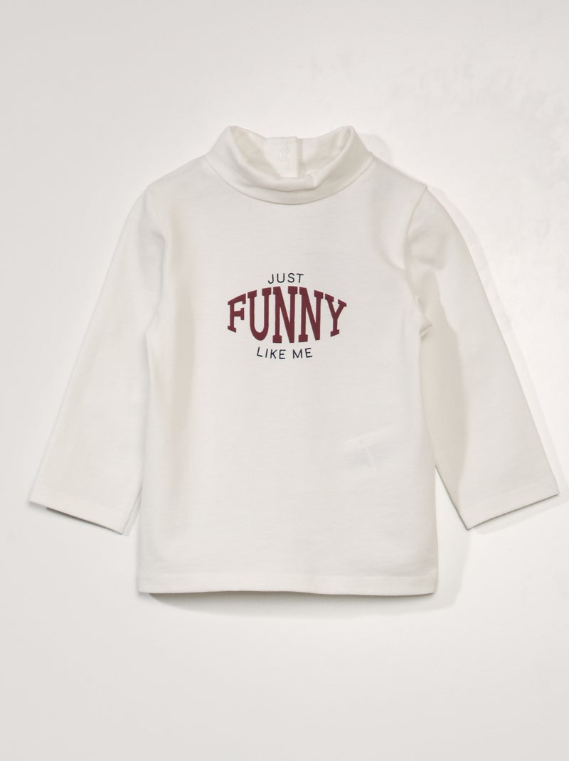 Camiseta de punto con cuello alto BLANCO - Kiabi