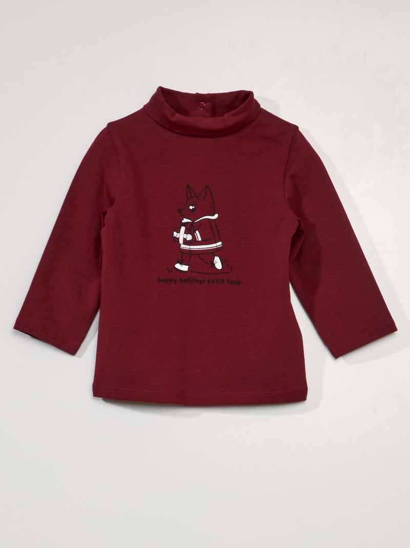 Camiseta de punto con cuello alto ROJO - Kiabi