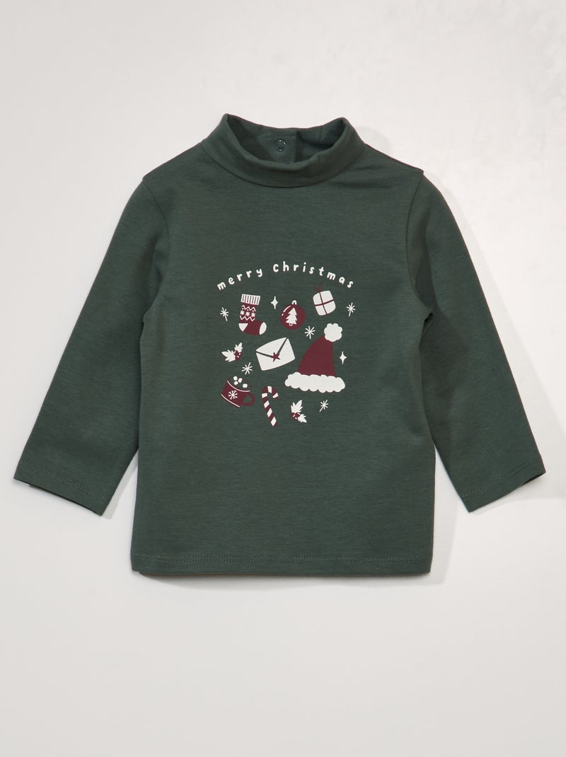 Camiseta de punto con cuello alto VERDE - Kiabi