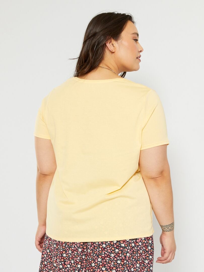 Camiseta de punto con cuello de pico amarillo oro - Kiabi