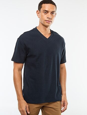 Camiseta de punto con cuello de pico