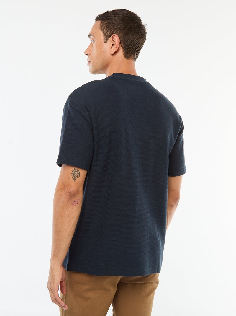 Camiseta de punto con cuello de pico azul - Kiabi