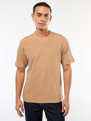 Camiseta de punto con cuello de pico