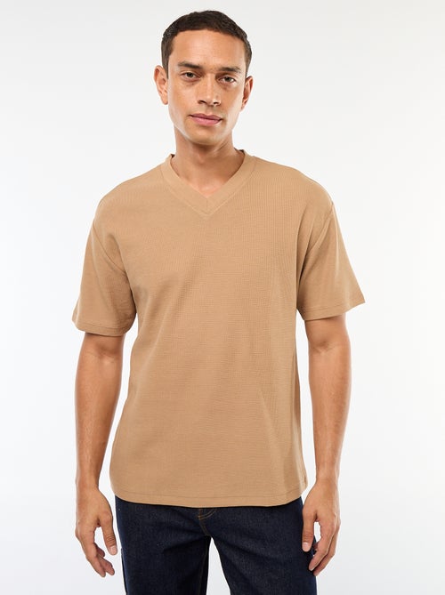 Camiseta de punto con cuello de pico - Kiabi