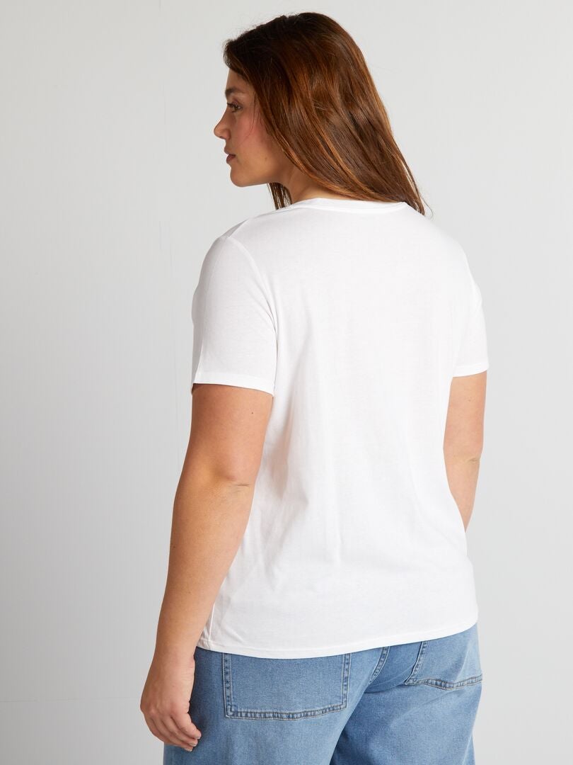 Camiseta de punto con cuello de pico blanco - Kiabi