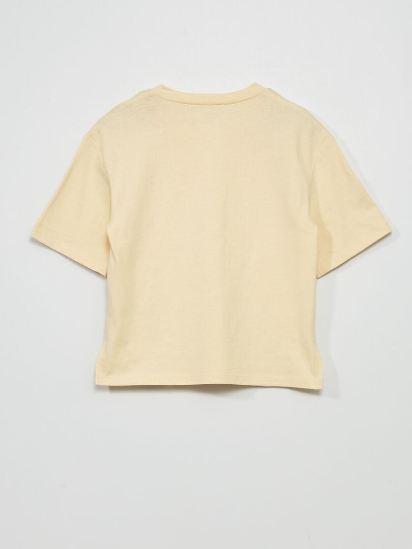 Camiseta de punto con cuello de pico crudo vainilla - Kiabi