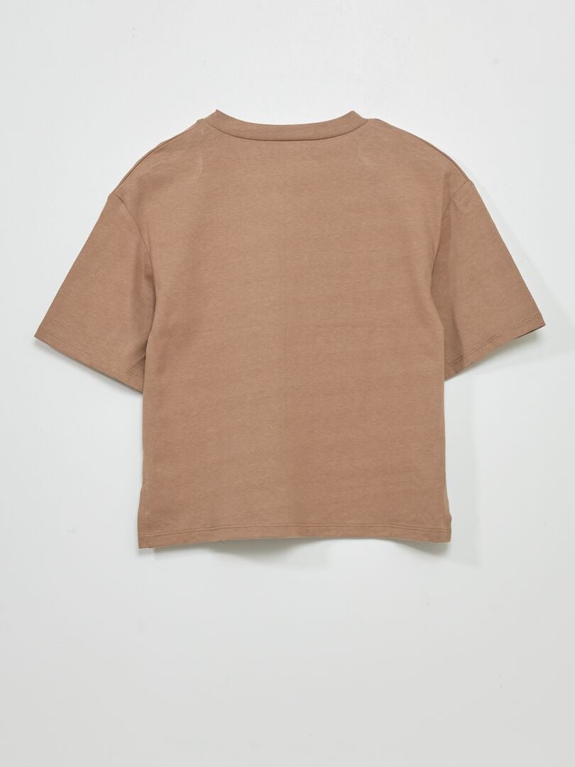 Camiseta de punto con cuello de pico gris beige - Kiabi