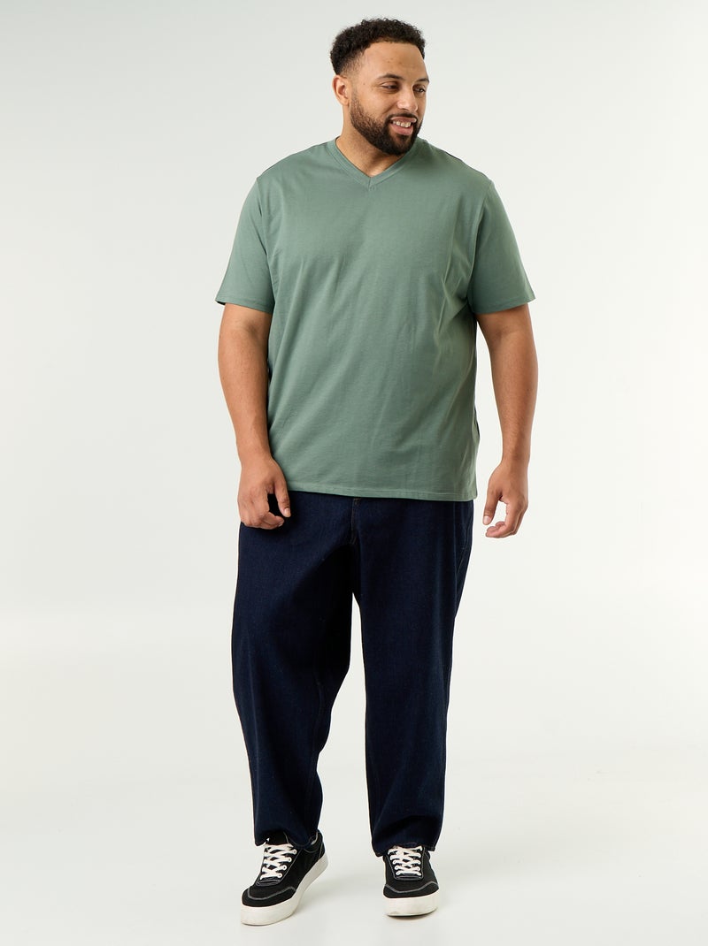 Camiseta de punto con cuello de pico Verde - Kiabi