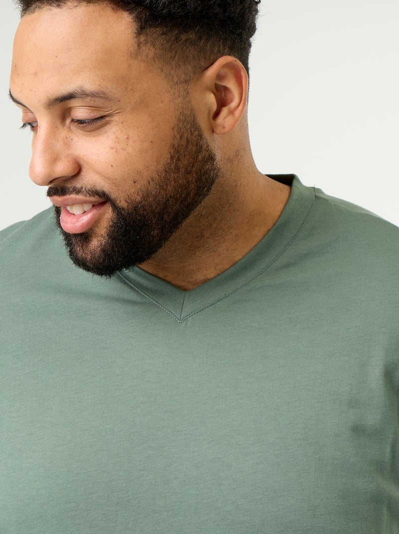 Camiseta de punto con cuello de pico Verde - Kiabi