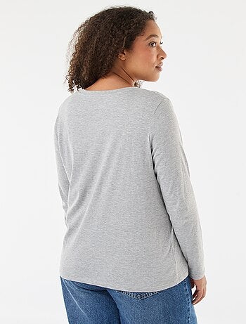 Camiseta de punto con cuello en V y manga corta