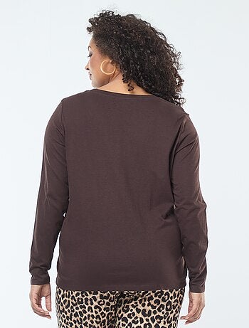 Camiseta de punto con cuello en V y manga corta