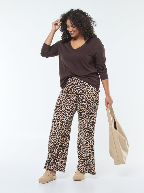 Camiseta de punto con cuello en V y manga corta - Kiabi