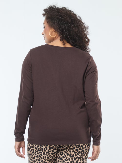 Camiseta de punto con cuello en V y manga corta - Kiabi