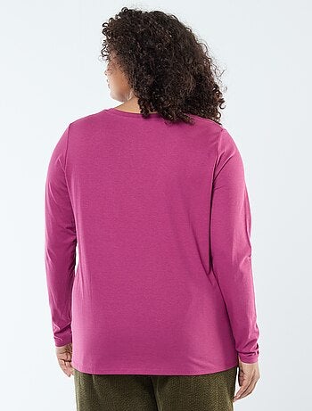 Camiseta de punto con cuello en V y manga corta