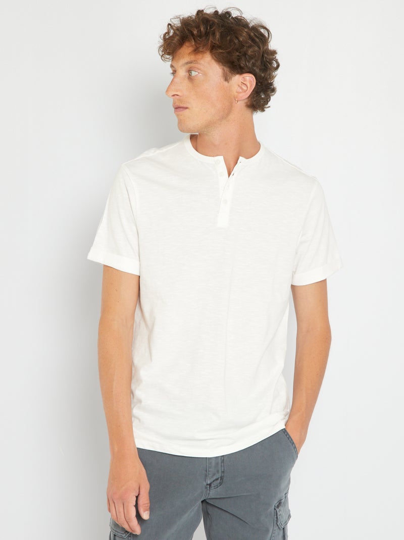 Camiseta de punto con cuello panadero Blanco - Kiabi