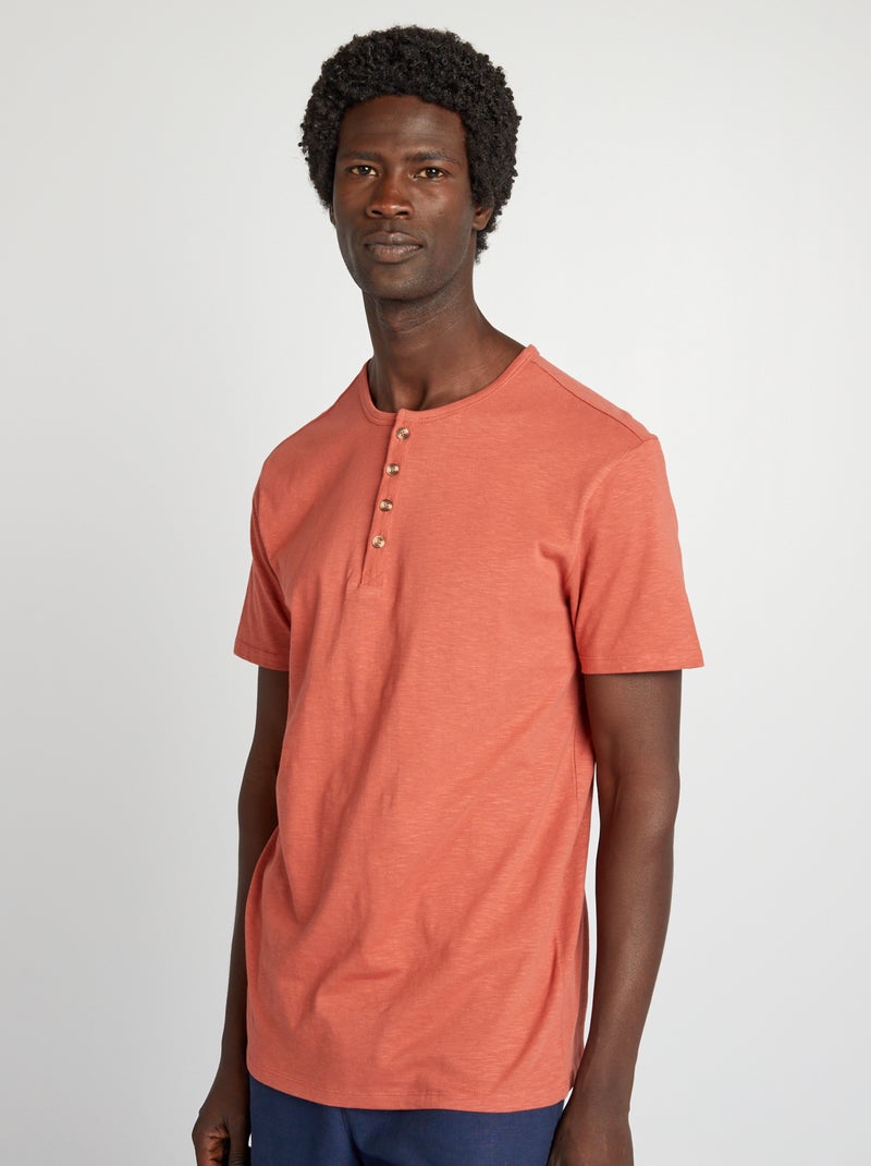 Camiseta de punto con cuello panadero ROJO - Kiabi
