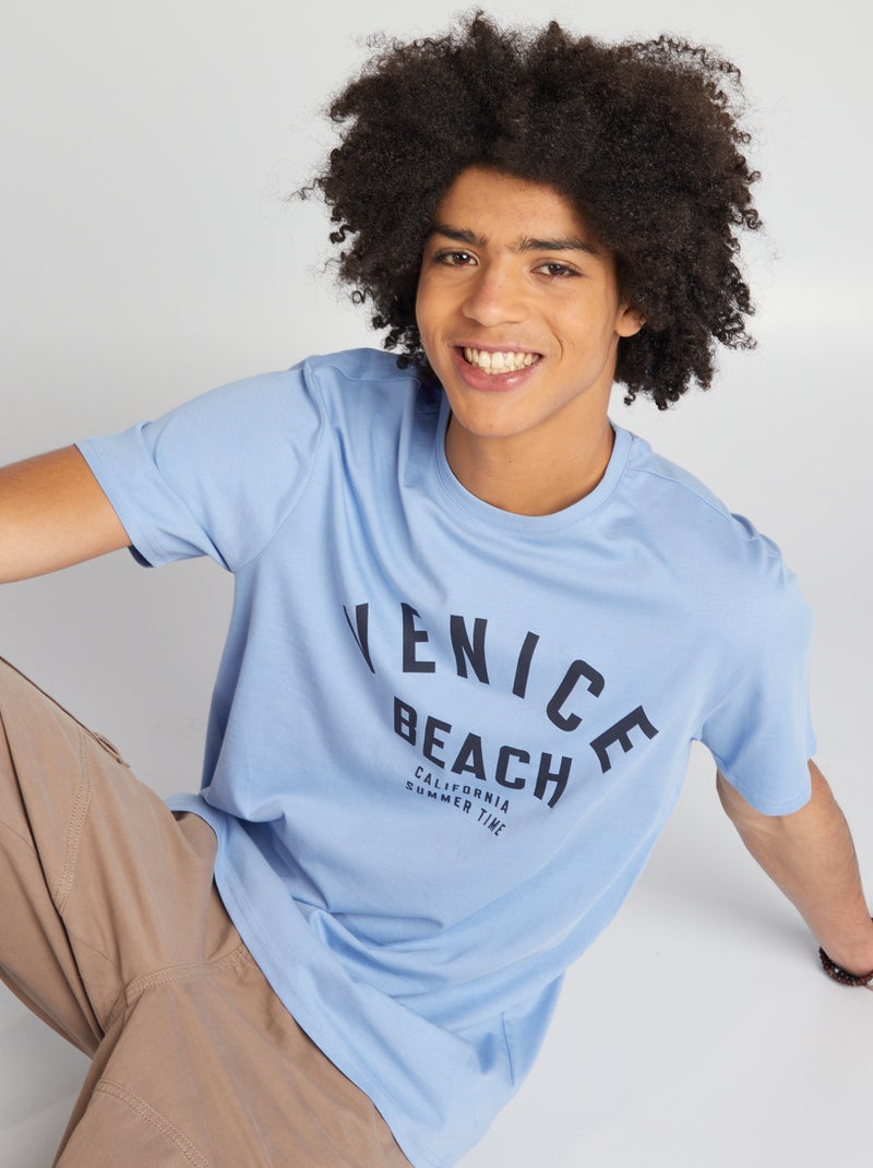 Camiseta de punto con cuello redondo AZUL - Kiabi
