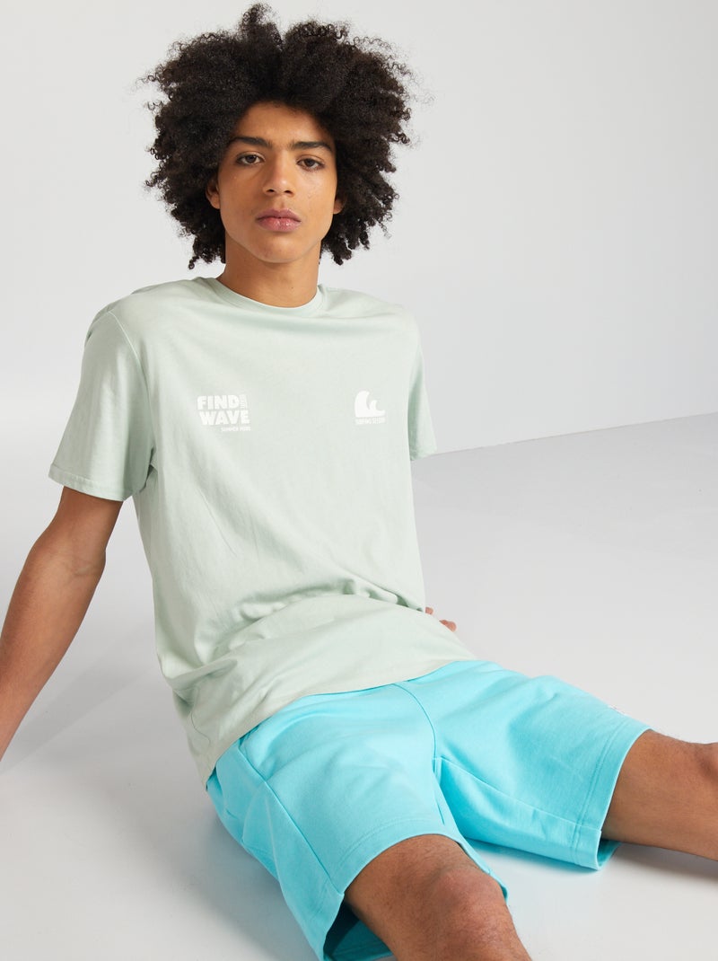 Camiseta de punto con cuello redondo AZUL - Kiabi