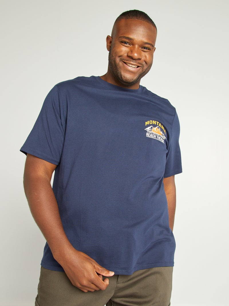 Camiseta de punto con cuello redondo AZUL - Kiabi