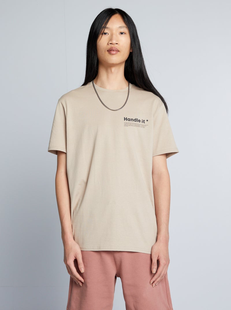 Camiseta de punto con cuello redondo BEIGE - Kiabi