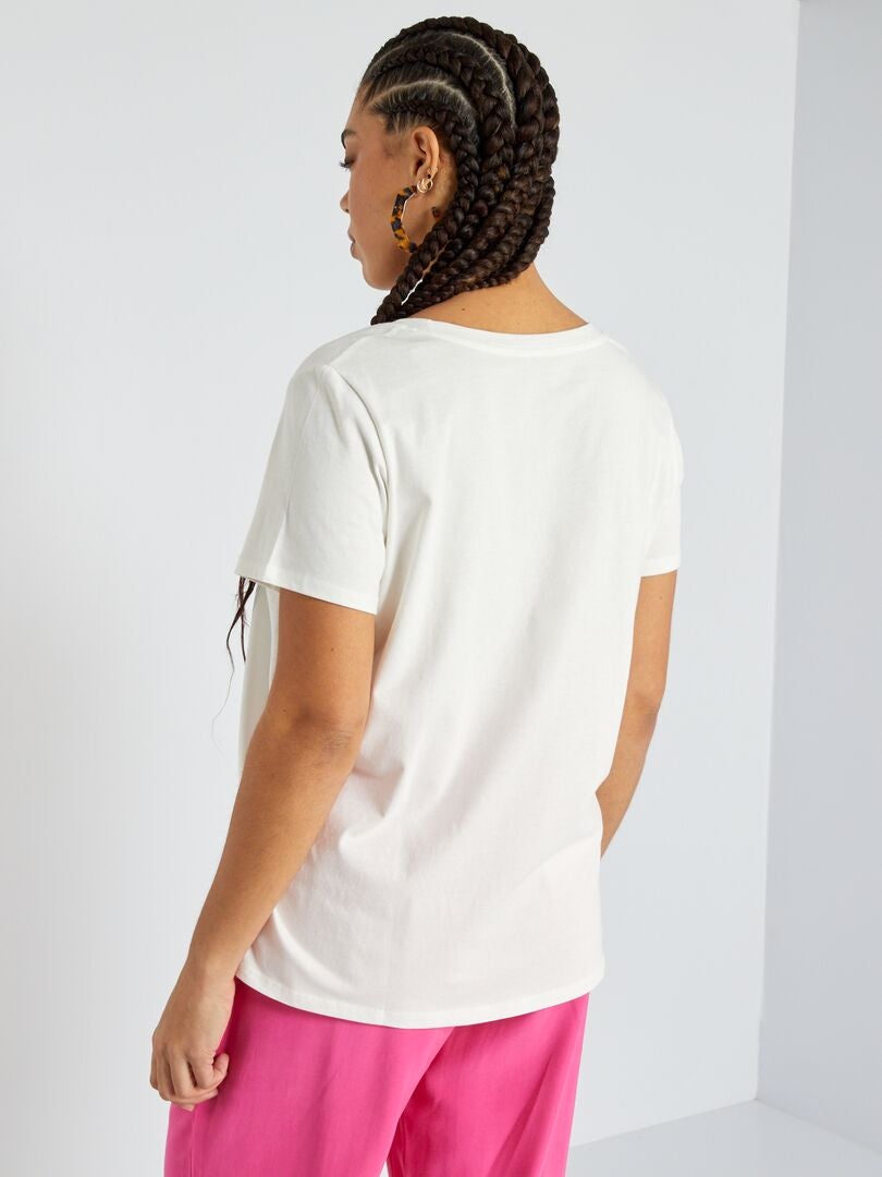 Camiseta de punto con cuello redondo BEIGE - Kiabi