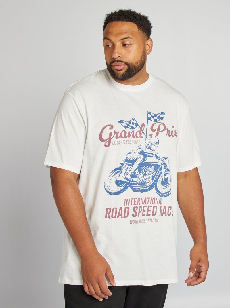 Camiseta de punto con cuello redondo BLANCO - Kiabi