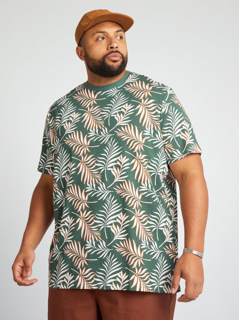 Camiseta de punto con cuello redondo estampado KAKI - Kiabi
