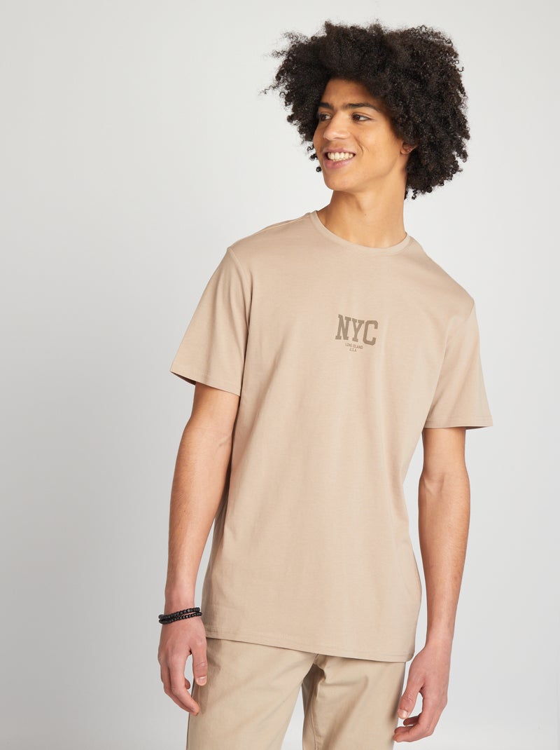 Camiseta de punto con cuello redondo GRIS - Kiabi