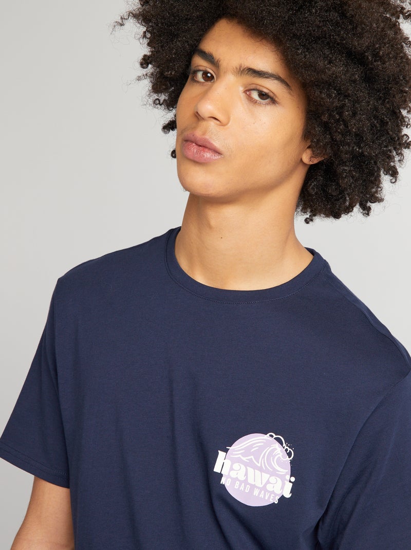 Camiseta de punto con cuello redondo NEGRO - Kiabi
