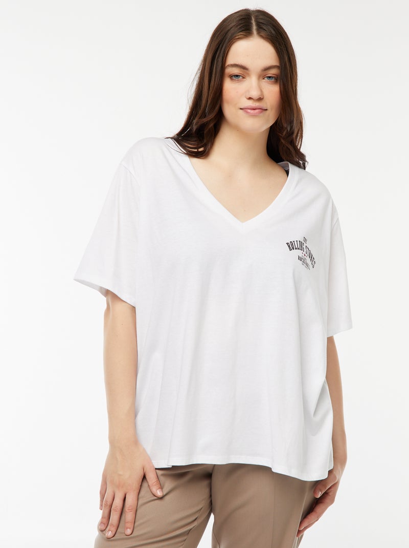 Camiseta de punto con cuello redondo 'The Rolling Stones' blanco - Kiabi