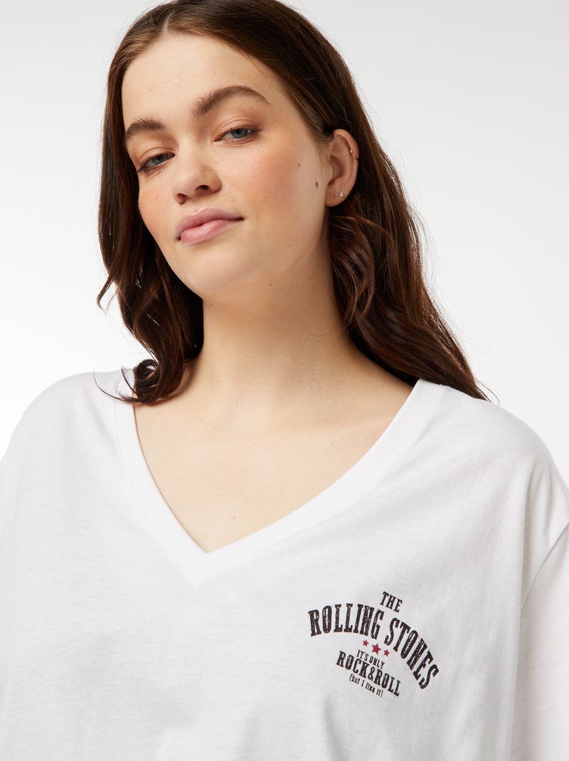 Camiseta de punto con cuello redondo 'The Rolling Stones' blanco - Kiabi