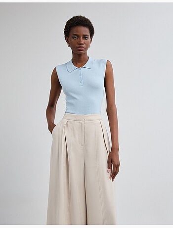 Camiseta de punto con cuello tipo polo, mo fashion
