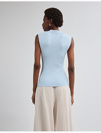 Camiseta de punto con cuello tipo polo, mo fashion