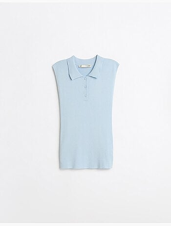 Camiseta de punto con cuello tipo polo, mo fashion