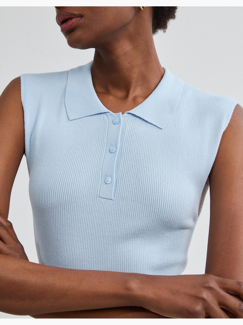 Camiseta de punto con cuello tipo polo, mo fashion Azul - Kiabi