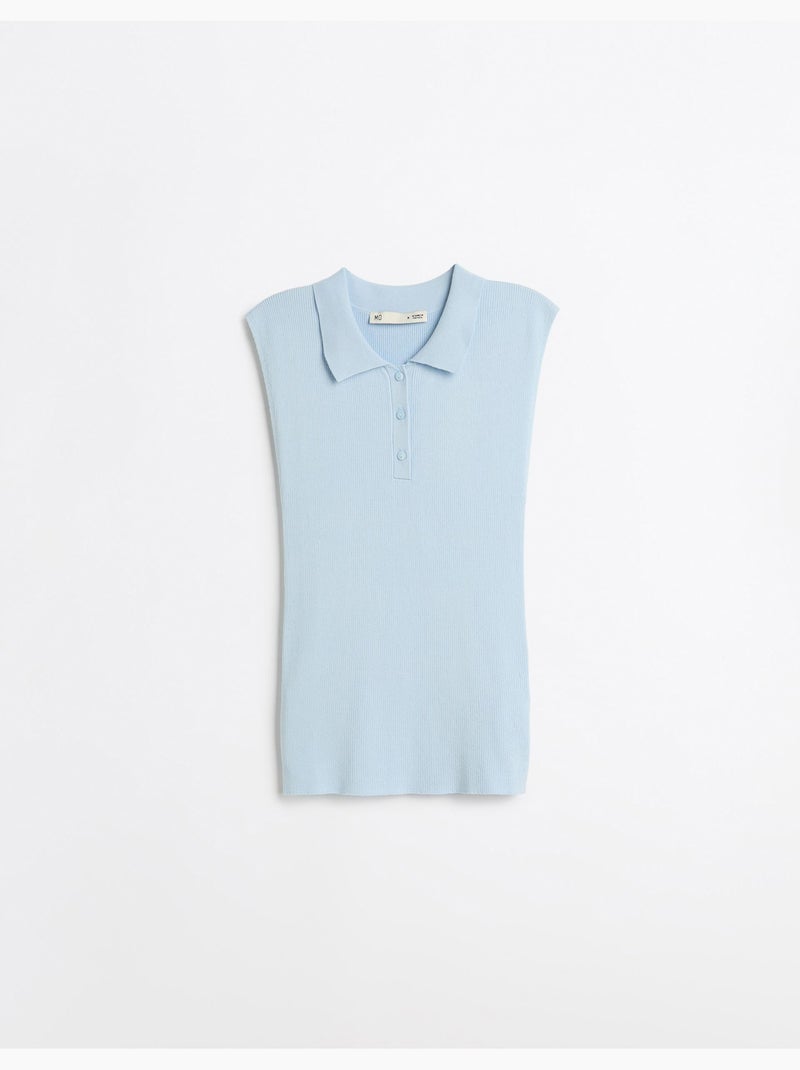 Camiseta de punto con cuello tipo polo, mo fashion Azul - Kiabi