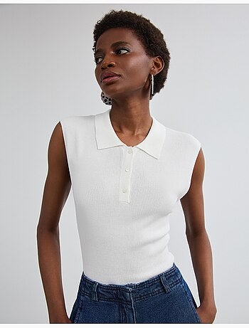 Camiseta de punto con cuello tipo polo, mo fashion