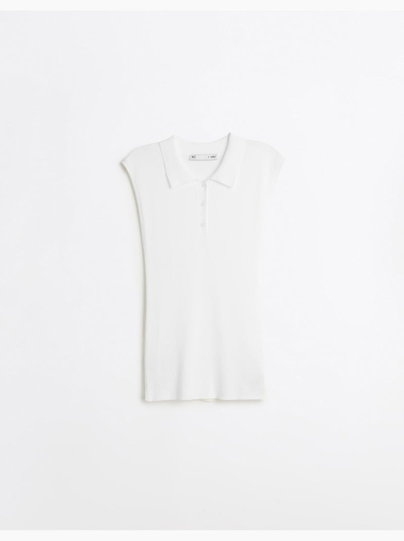 Camiseta de punto con cuello tipo polo, mo fashion Blanco - Kiabi
