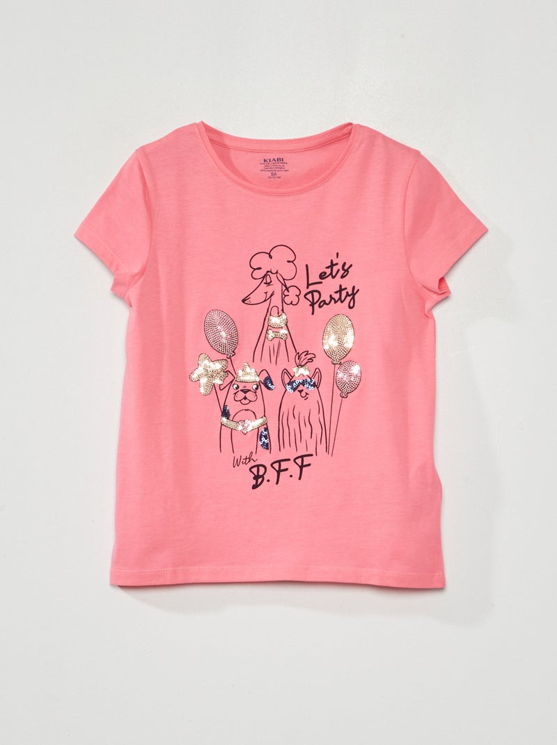 Camiseta de punto con detalle lúdico ROSA - Kiabi