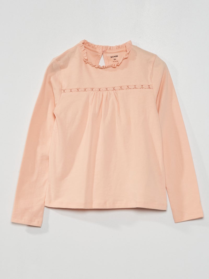 Camiseta de punto con encaje en la parte delantera ROSA - Kiabi