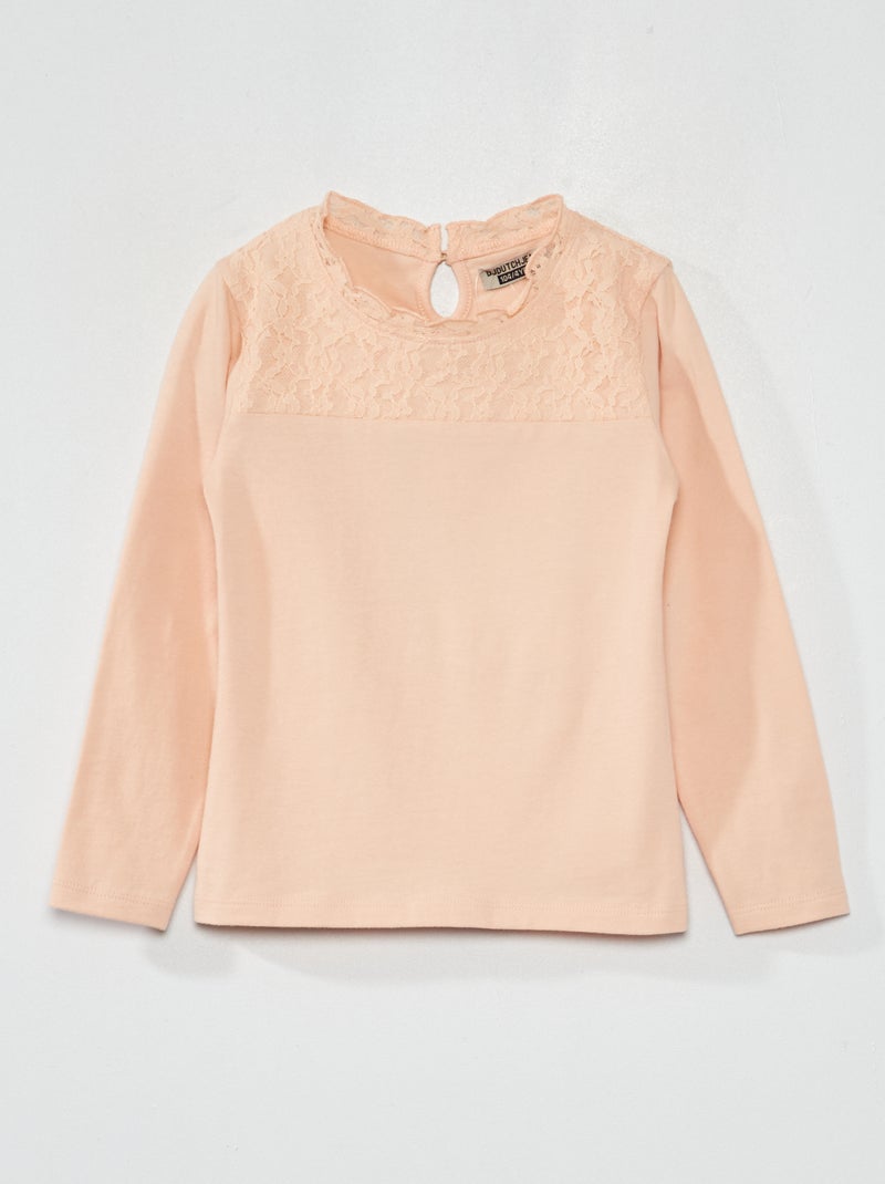 Camiseta de punto con encaje en la parte superior ROSA - Kiabi