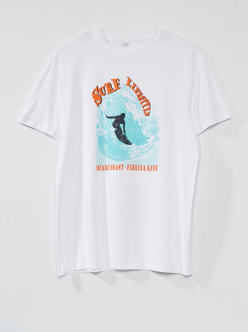 Camiseta de punto con estampado +1,90 m BLANCO - Kiabi
