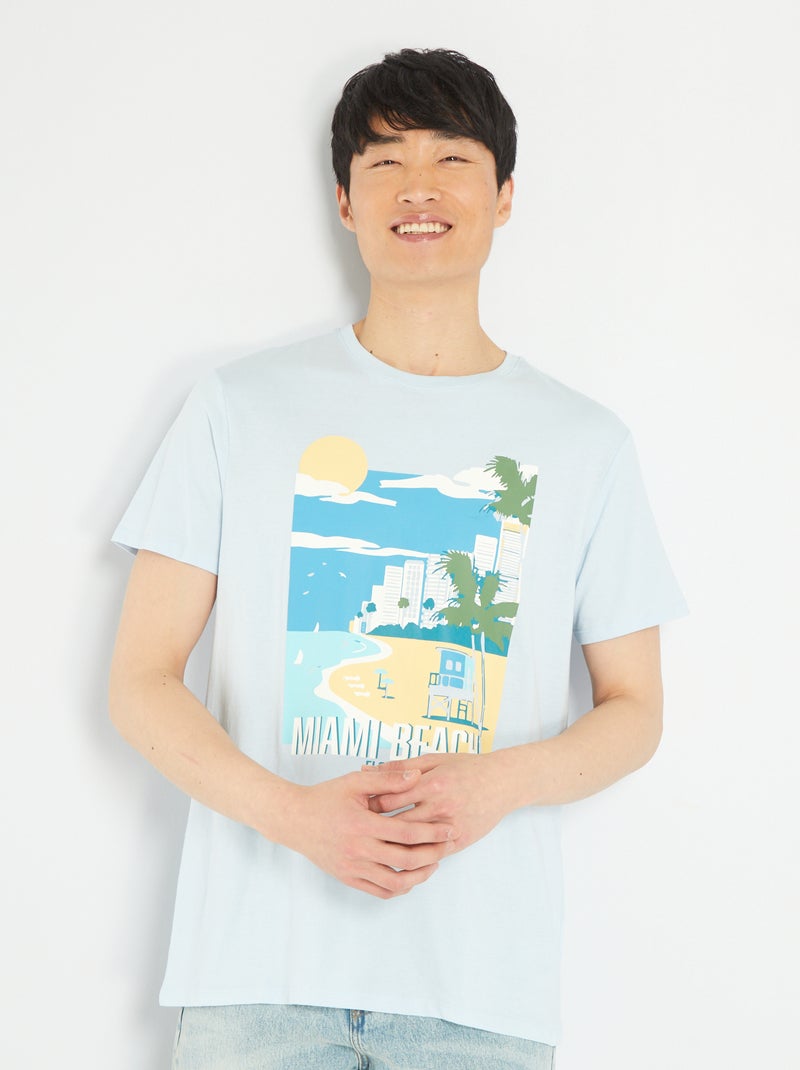 Camiseta de punto con estampado AZUL - Kiabi