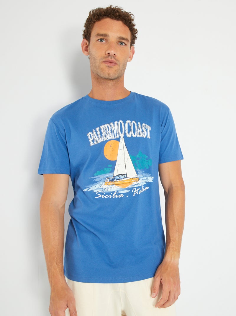 Camiseta de punto con estampado AZUL - Kiabi
