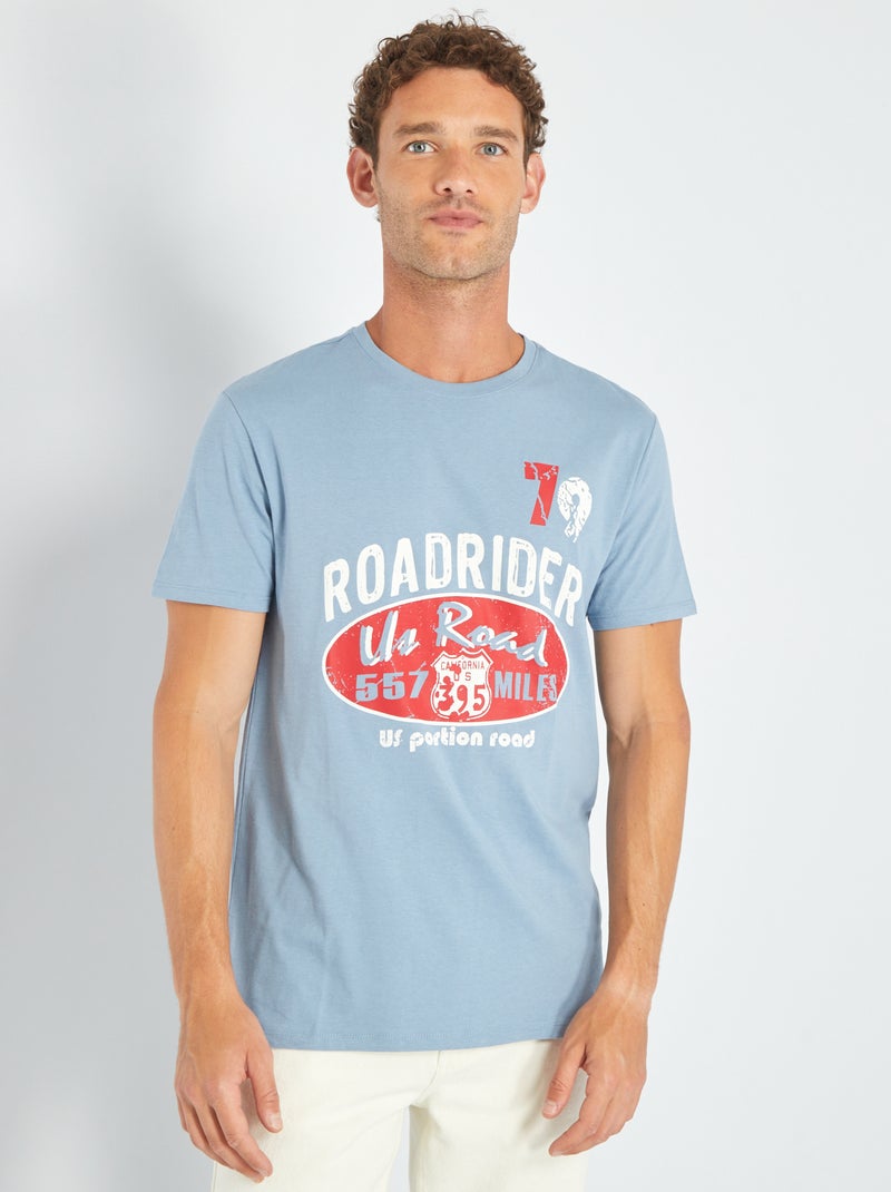 Camiseta de punto con estampado AZUL - Kiabi