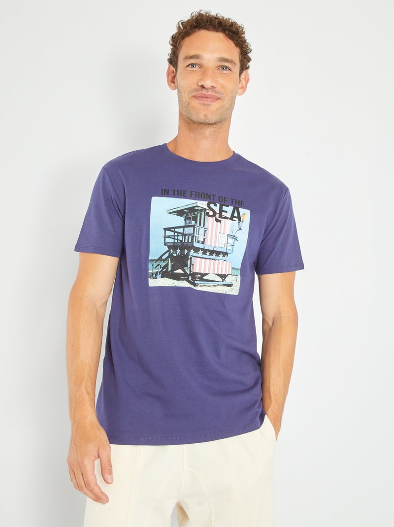 Camiseta de punto con estampado AZUL - Kiabi