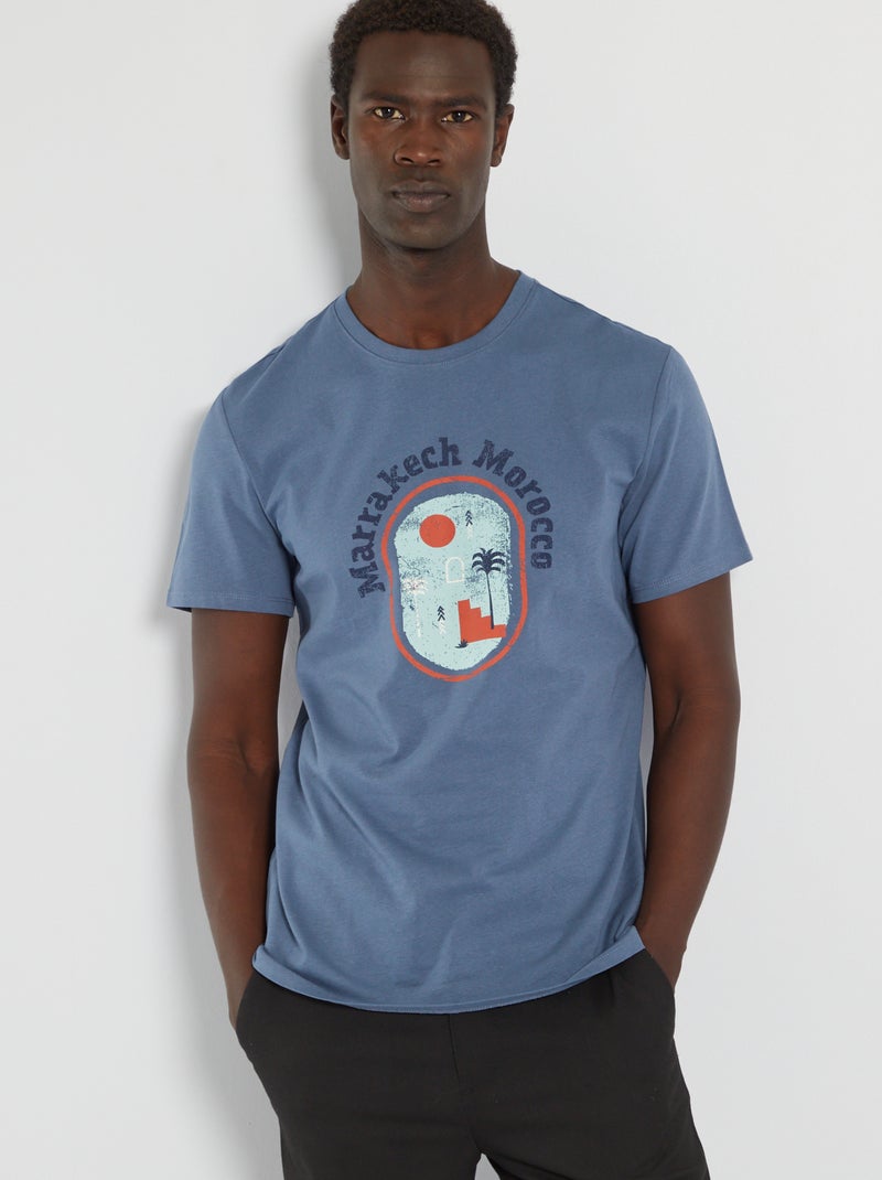 Camiseta de punto con estampado AZUL - Kiabi