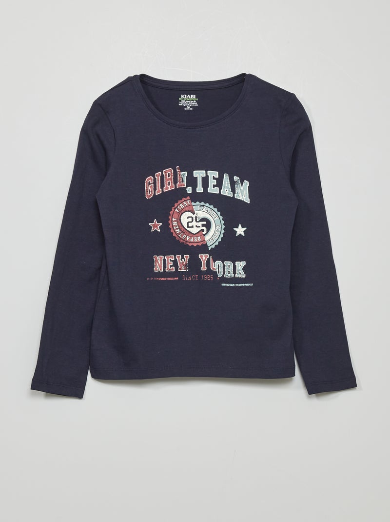 Camiseta de punto con estampado AZUL - Kiabi